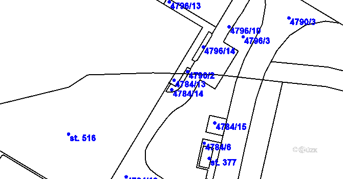 Parcela st. 4784/14 v KÚ Přehýšov, Katastrální mapa