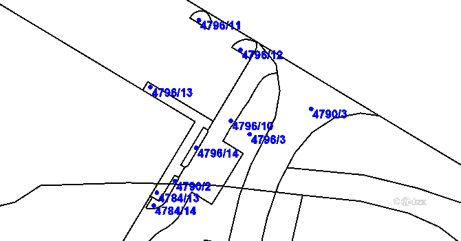 Parcela st. 4796/10 v KÚ Přehýšov, Katastrální mapa