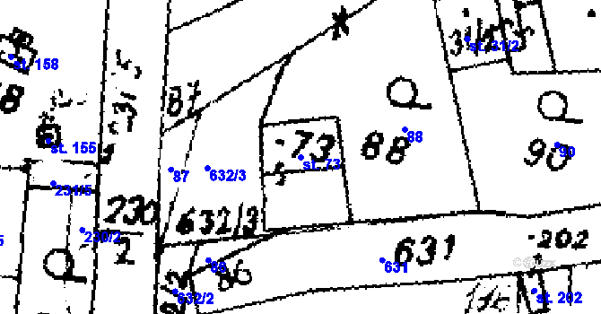 Parcela st. 73 v KÚ Přelíc, Katastrální mapa