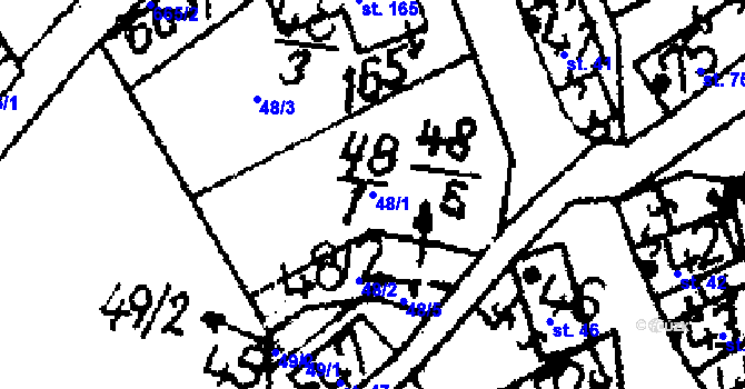 Parcela st. 48/1 v KÚ Přelíc, Katastrální mapa