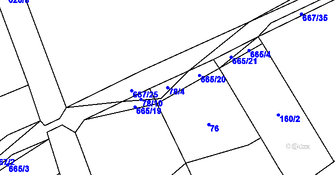 Parcela st. 78/4 v KÚ Přelíc, Katastrální mapa