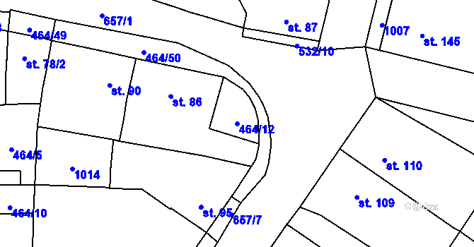 Parcela st. 464/12 v KÚ Přelíc, Katastrální mapa