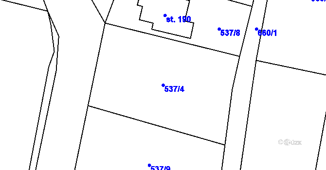 Parcela st. 537/4 v KÚ Přelíc, Katastrální mapa