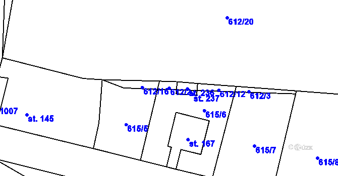 Parcela st. 612/2 v KÚ Přelíc, Katastrální mapa