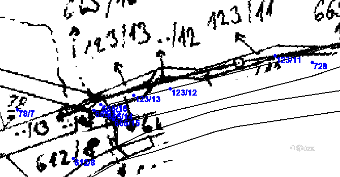 Parcela st. 123/12 v KÚ Přelíc, Katastrální mapa