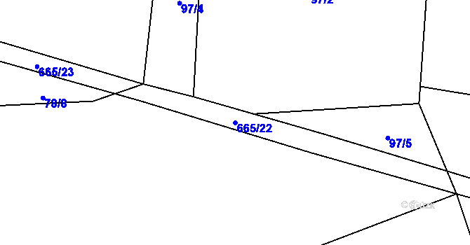 Parcela st. 665/22 v KÚ Přelíc, Katastrální mapa