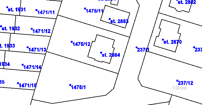 Parcela st. 2884 v KÚ Přelouč, Katastrální mapa