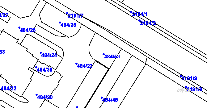 Parcela st. 484/53 v KÚ Přelouč, Katastrální mapa