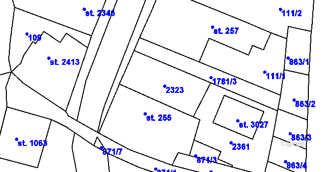 Parcela st. 2323 v KÚ Přelouč, Katastrální mapa