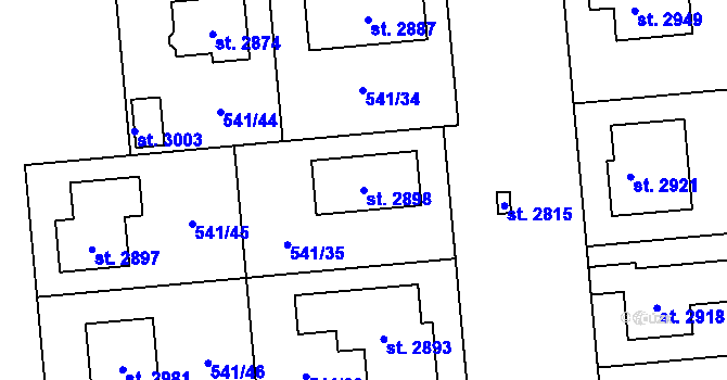 Parcela st. 2898 v KÚ Přelouč, Katastrální mapa