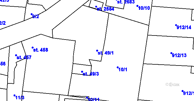 Parcela st. 49/1 v KÚ Přelouč, Katastrální mapa