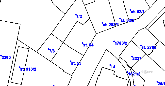 Parcela st. 54 v KÚ Přelouč, Katastrální mapa