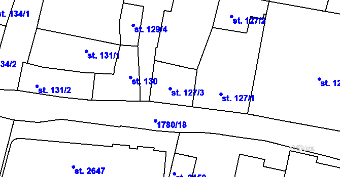 Parcela st. 127/3 v KÚ Přelouč, Katastrální mapa