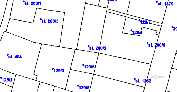 Parcela st. 200/2 v KÚ Přelouč, Katastrální mapa