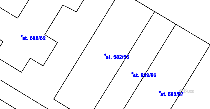 Parcela st. 582/55 v KÚ Přelouč, Katastrální mapa