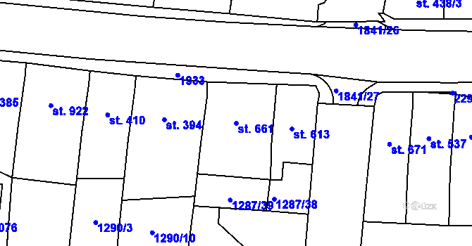 Parcela st. 661 v KÚ Přelouč, Katastrální mapa