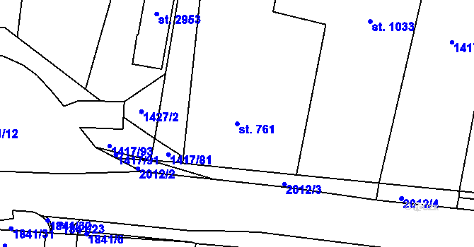 Parcela st. 761 v KÚ Přelouč, Katastrální mapa
