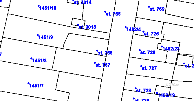Parcela st. 766 v KÚ Přelouč, Katastrální mapa