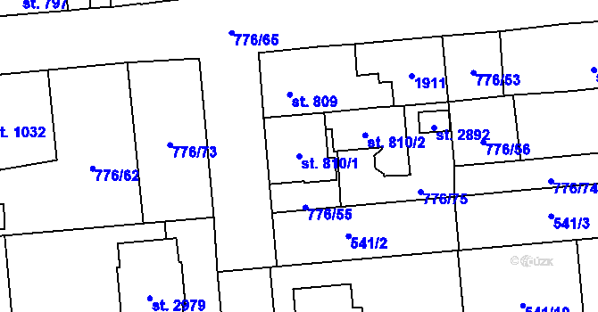 Parcela st. 810/1 v KÚ Přelouč, Katastrální mapa