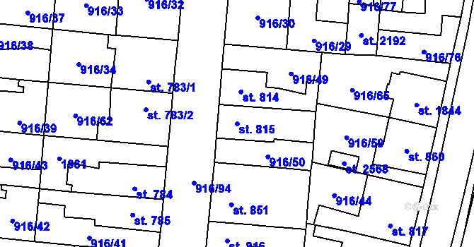 Parcela st. 815 v KÚ Přelouč, Katastrální mapa