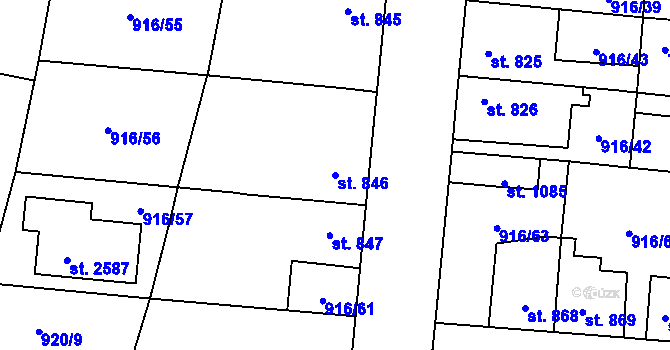 Parcela st. 846 v KÚ Přelouč, Katastrální mapa