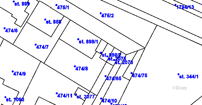 Parcela st. 898/2 v KÚ Přelouč, Katastrální mapa