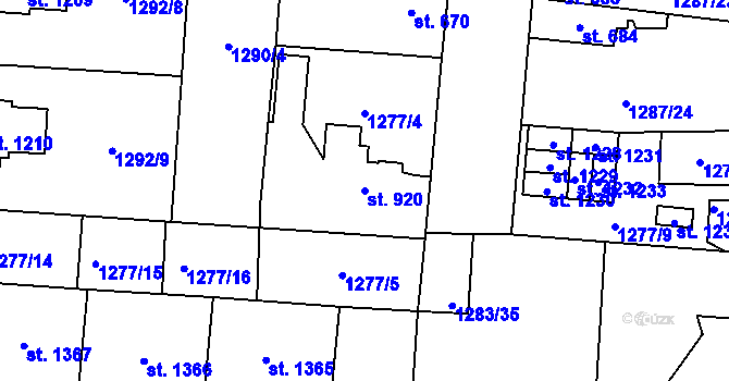 Parcela st. 920 v KÚ Přelouč, Katastrální mapa