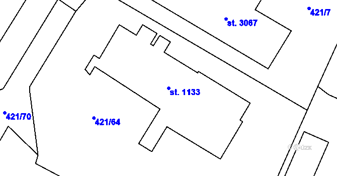 Parcela st. 1133 v KÚ Přelouč, Katastrální mapa