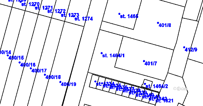 Parcela st. 1464/1 v KÚ Přelouč, Katastrální mapa