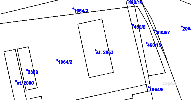 Parcela st. 2053 v KÚ Přelouč, Katastrální mapa