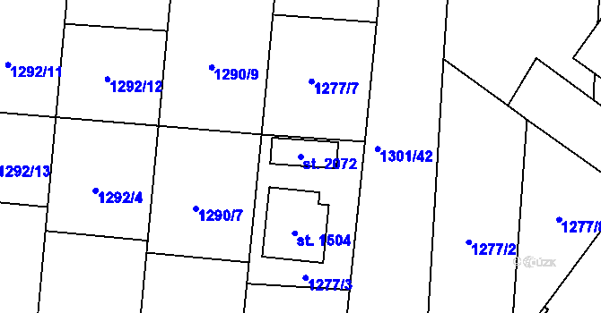 Parcela st. 2072 v KÚ Přelouč, Katastrální mapa