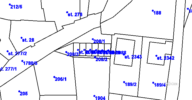 Parcela st. 2090 v KÚ Přelouč, Katastrální mapa