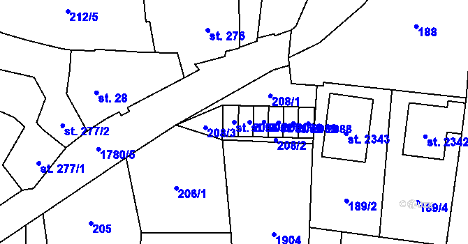 Parcela st. 2093 v KÚ Přelouč, Katastrální mapa