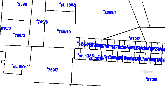 Parcela st. 2097 v KÚ Přelouč, Katastrální mapa