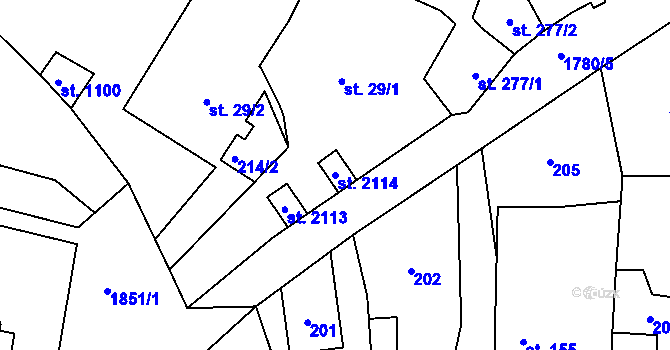 Parcela st. 2114 v KÚ Přelouč, Katastrální mapa