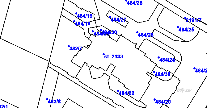 Parcela st. 2133 v KÚ Přelouč, Katastrální mapa