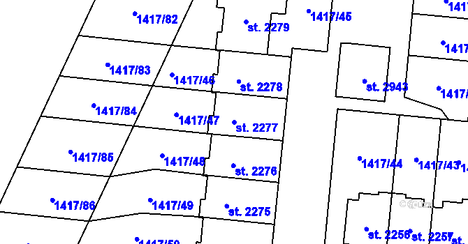Parcela st. 2277 v KÚ Přelouč, Katastrální mapa