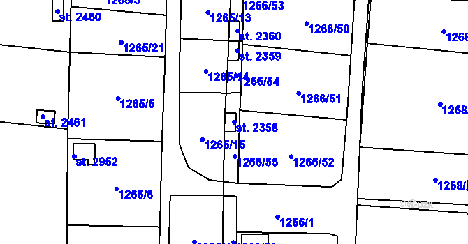 Parcela st. 2358 v KÚ Přelouč, Katastrální mapa