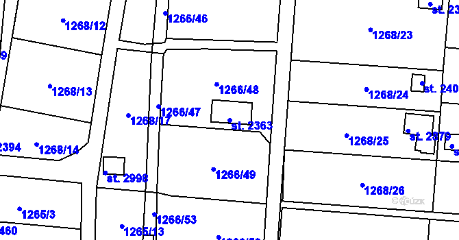Parcela st. 2363 v KÚ Přelouč, Katastrální mapa