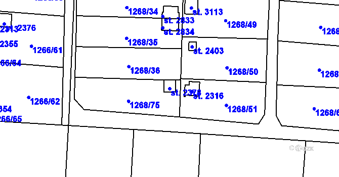Parcela st. 2378 v KÚ Přelouč, Katastrální mapa