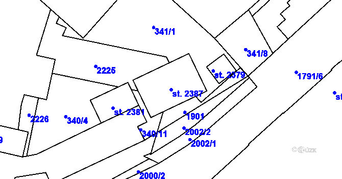 Parcela st. 2387 v KÚ Přelouč, Katastrální mapa