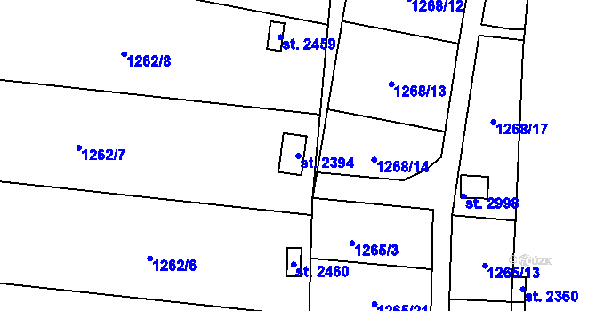 Parcela st. 2394 v KÚ Přelouč, Katastrální mapa