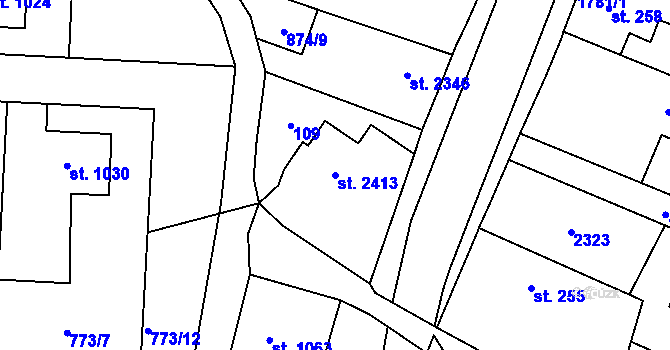 Parcela st. 2413 v KÚ Přelouč, Katastrální mapa