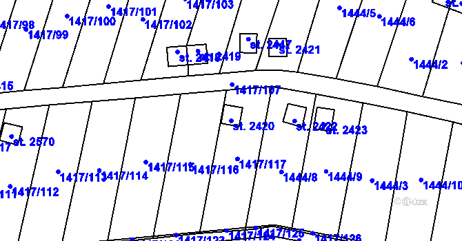 Parcela st. 2420 v KÚ Přelouč, Katastrální mapa