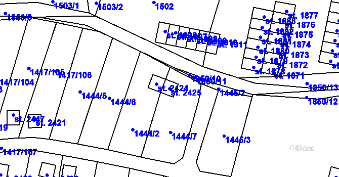 Parcela st. 2425 v KÚ Přelouč, Katastrální mapa