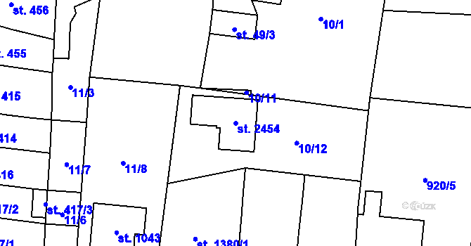 Parcela st. 2454 v KÚ Přelouč, Katastrální mapa
