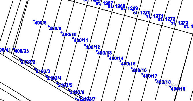 Parcela st. 400/13 v KÚ Přelouč, Katastrální mapa
