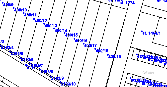 Parcela st. 400/17 v KÚ Přelouč, Katastrální mapa