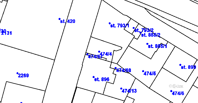 Parcela st. 474/4 v KÚ Přelouč, Katastrální mapa