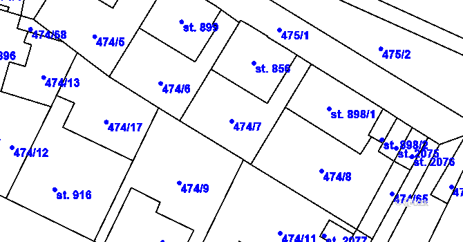 Parcela st. 474/7 v KÚ Přelouč, Katastrální mapa